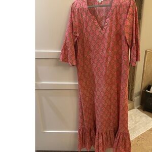 Pink Floral V-Neck Dress